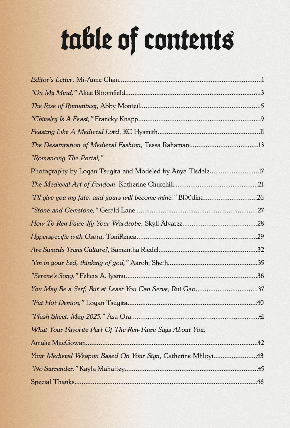 Issue 01: The Medievalist